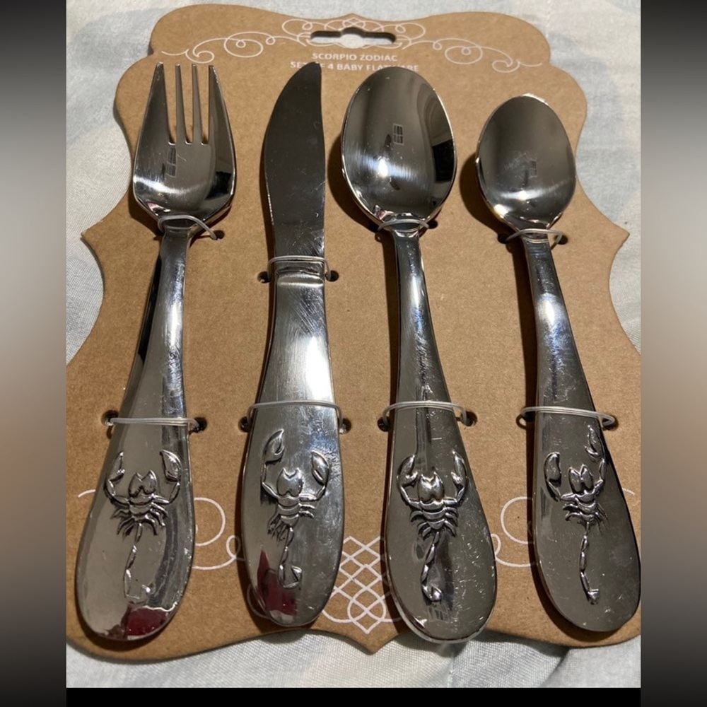 Zodiac sign scorpio 4 pc baby flatware
